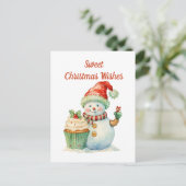 Cartes Pour Fêtes Annuelles Aquarelle Noël cupcake bonhomme de neige ajouter d (Debout devant)