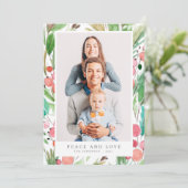 Cartes Pour Fêtes Annuelles Aquarelle Noël Feuillage Botanique Moderne (Debout devant)