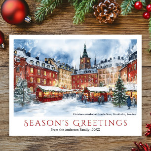 Cartes Pour Fêtes Annuelles Aquarelle Noël Gamla Stan Stockholm Suède