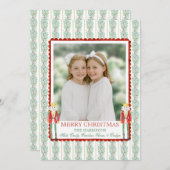 Cartes Pour Fêtes Annuelles Aquarelle Noël Garland Nutcracker Une photo (Devant / Derrière)