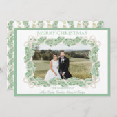 Cartes Pour Fêtes Annuelles Aquarelle Noël Garland Stocking horizontal (Devant / Derrière)