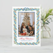 Cartes Pour Fêtes Annuelles Aquarelle Noël Garland & Sucres de canne Photo (Debout devant)