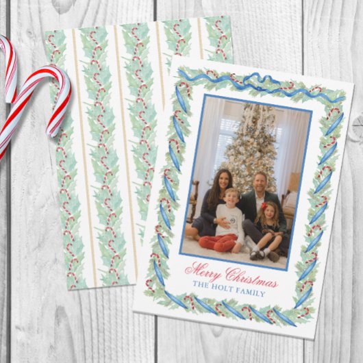 Cartes Pour Fêtes Annuelles Aquarelle Noël Garland & Sucres de canne Photo