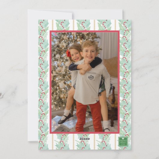 Cartes Pour Fêtes Annuelles Aquarelle Noël Garland, Vaches et bonbons Photo (Dos)