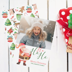 Cartes Pour Fêtes Annuelles Aquarelle Noël Ho Ho Ho Père Noël