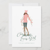 Cartes Pour Fêtes Annuelles Aquarelle Noël Lovin' Girl Enveloppée Dans Les Lum (Devant)