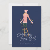 Cartes Pour Fêtes Annuelles Aquarelle Noël Lovin' Girl Enveloppée Dans Les Lum (Devant)
