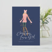 Cartes Pour Fêtes Annuelles Aquarelle Noël Lovin' Girl Enveloppée Dans Les Lum (Debout devant)