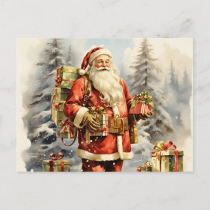 Cartes Pour Fêtes Annuelles Aquarelle Noël Père Noël avec présentants