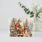 Cartes Pour Fêtes Annuelles Aquarelle Noël Père Noël avec présentants (Debout devant)