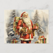 Cartes Pour Fêtes Annuelles Aquarelle Noël Père Noël avec présentants (Devant)