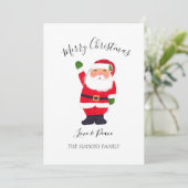 Cartes Pour Fêtes Annuelles Aquarelle Noël Père Noël Joyeux et lumineux (Debout devant)