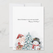 Cartes Pour Fêtes Annuelles Aquarelle Noël Père Noël Snowman mignonne Noël (Dos)