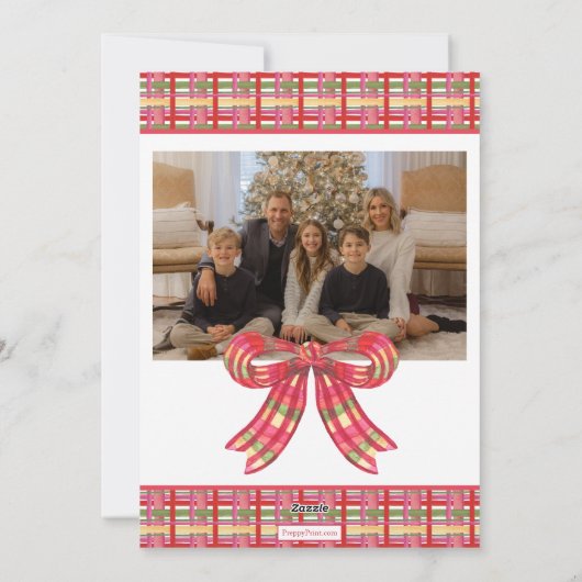 Cartes Pour Fêtes Annuelles Aquarelle Noël Plaid Bow Garland (Dos)