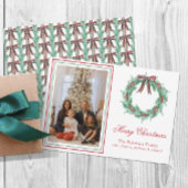 Cartes Pour Fêtes Annuelles Aquarelle Noël Plaid Bow Wirath Photo