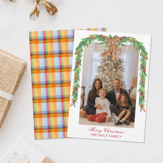 Cartes Pour Fêtes Annuelles Aquarelle Noël Plaid Garland