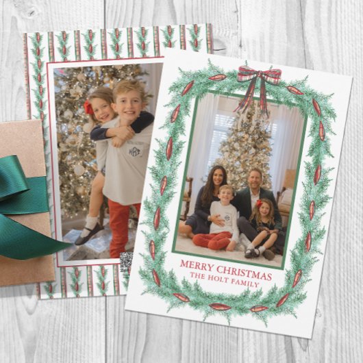 Cartes Pour Fêtes Annuelles Aquarelle Noël Plaid Garland