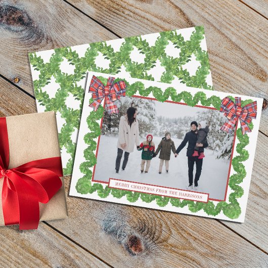 Cartes Pour Fêtes Annuelles Aquarelle Noël Plaid Garland