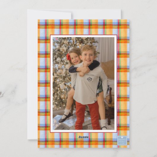 Cartes Pour Fêtes Annuelles Aquarelle Noël Plaid Garland (Dos)