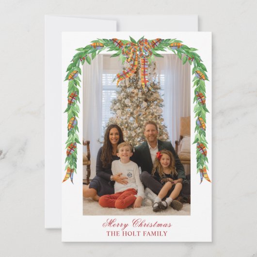 Cartes Pour Fêtes Annuelles Aquarelle Noël Plaid Garland (Devant)