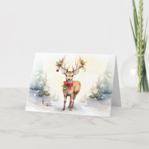 Cartes Pour Fêtes Annuelles Aquarelle Noël rennes
