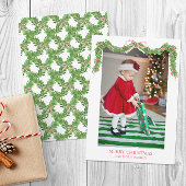 Cartes Pour Fêtes Annuelles Aquarelle Noël Rouge à rayures rouges Garland Phot