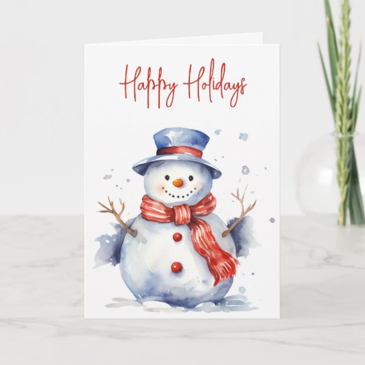 Cartes Pour Fêtes Annuelles Aquarelle Noël Snowman (Devant)