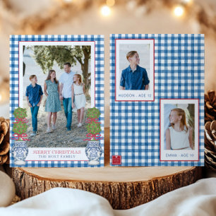 Cartes Pour Fêtes Annuelles Aquarelle Noël Topiaire En vichy photo