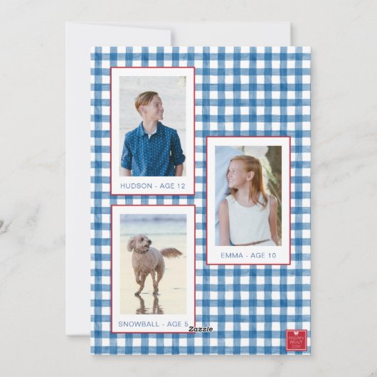 Cartes Pour Fêtes Annuelles Aquarelle Noël Topiaire En vichy photo (Dos)