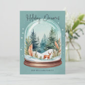 Cartes Pour Fêtes Annuelles Aquarelle Noël Woo Boho Snow Globe (Debout devant)
