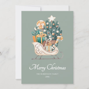 Cartes Pour Fêtes Annuelles Aquarelle noires de Noël Vert non-photo