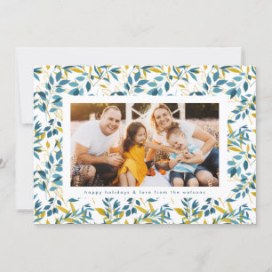 Cartes Pour Fêtes Annuelles Aquarelle or de la marine moderne Noël 