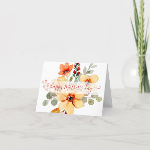 Cartes Pour Fêtes Annuelles Aquarelle orange vive florale