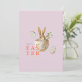 Cartes Pour Fêtes Annuelles Aquarelle Pâques Bunny rose (Debout devant)