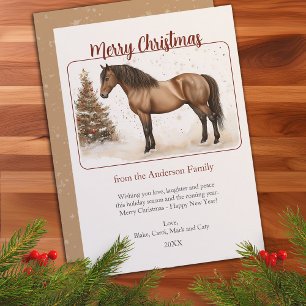 Cartes Pour Fêtes Annuelles Aquarelle Paso Horse Vintage Joyeux Noël