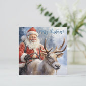 Cartes Pour Fêtes Annuelles Aquarelle Pastel Bleu Noël Père Noël (Debout devant)