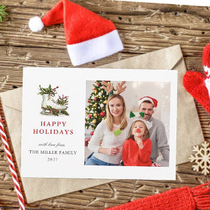 Cartes Pour Fêtes Annuelles Aquarelle Patinage sur glace Vacances en photo fam