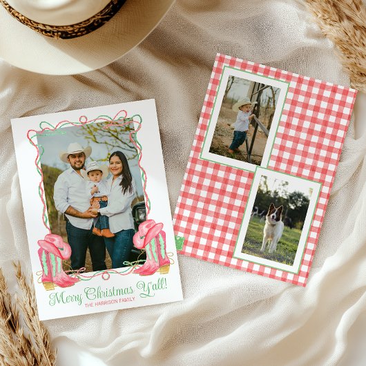 Cartes Pour Fêtes Annuelles Aquarelle Pays Noël Cowboy Botte photo