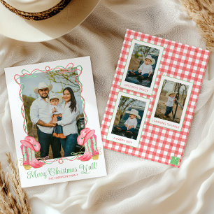 Cartes Pour Fêtes Annuelles Aquarelle Pays Noël Cowboy Botte photo