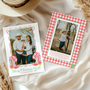 Cartes Pour Fêtes Annuelles Aquarelle Pays Noël Cowboy Botte photo