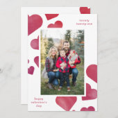 Cartes Pour Fêtes Annuelles Aquarelle Peint Coeurs Portrait (Devant / Derrière)