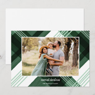 Cartes Pour Fêtes Annuelles Aquarelle peinte Plaid Green Christmas Photo