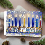 Cartes Pour Fêtes Annuelles Aquarelle Peinture Menorah Amour et Lumière<br><div class="desc">Des objets de vacances à thème conçus par Umua. Imprimé et expédié par Zazzle ou ses filiales.</div>