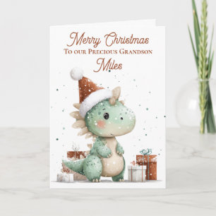 Cartes Pour Fêtes Annuelles Aquarelle personnalisée Cute Dinosaure de Noël