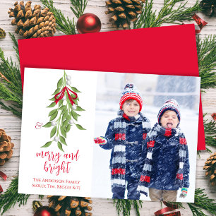 Cartes Pour Fêtes Annuelles Aquarelle photo Joyeuse et brillante Mistletoe