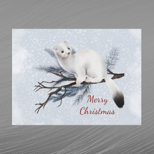 Cartes Pour Fêtes Annuelles Aquarelle pin blanc ermine de Noël