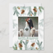 Cartes Pour Fêtes Annuelles Aquarelle Pine Cône Vert Bois Noël (Devant)