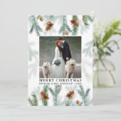 Cartes Pour Fêtes Annuelles Aquarelle Pine Cône Vert Mariage Photo (Debout devant)