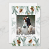 Cartes Pour Fêtes Annuelles Aquarelle Pine Cône Vert Mariage Photo (Devant / Derrière)