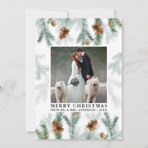 Cartes Pour Fêtes Annuelles Aquarelle Pine Cône Vert Mariage Photo